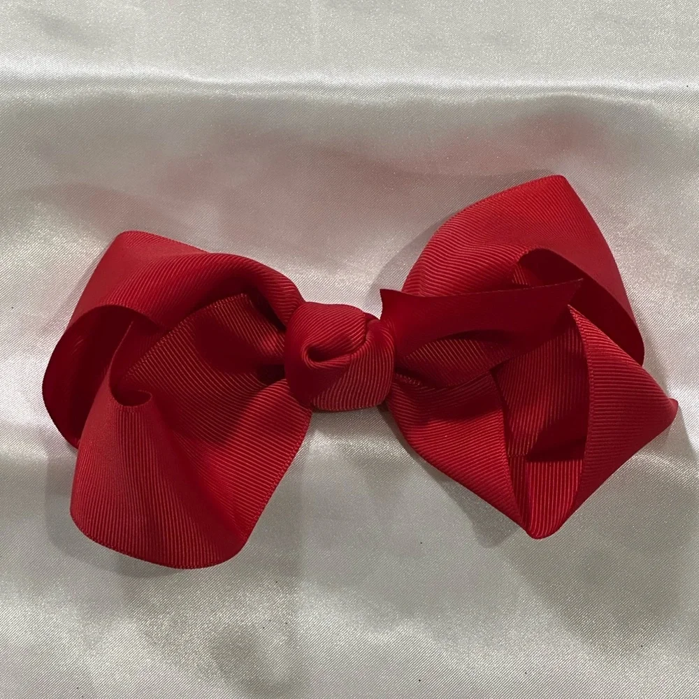 Bright Red Grosgrain Hair Bow Clip- bundle 2+ for shipping savings.